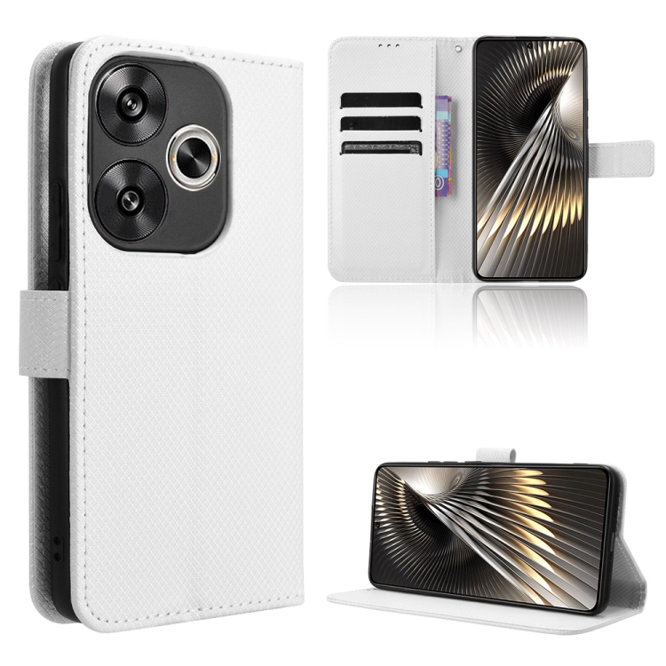 

For Xiaomi Redmi Turbo 3 5G Diamond Texture Leather Phone Case(White)