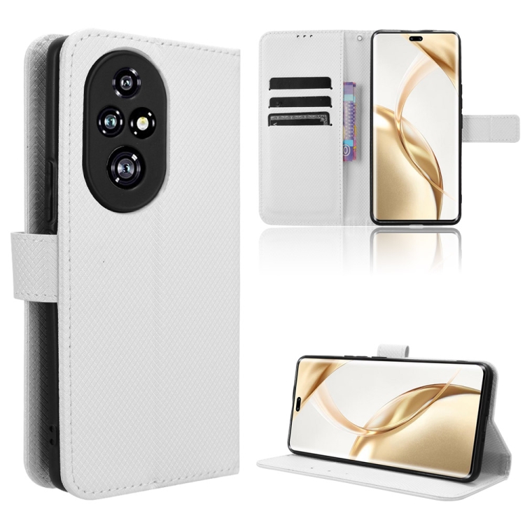 

For Honor 200 Pro 5G Diamond Texture Leather Phone Case(White)