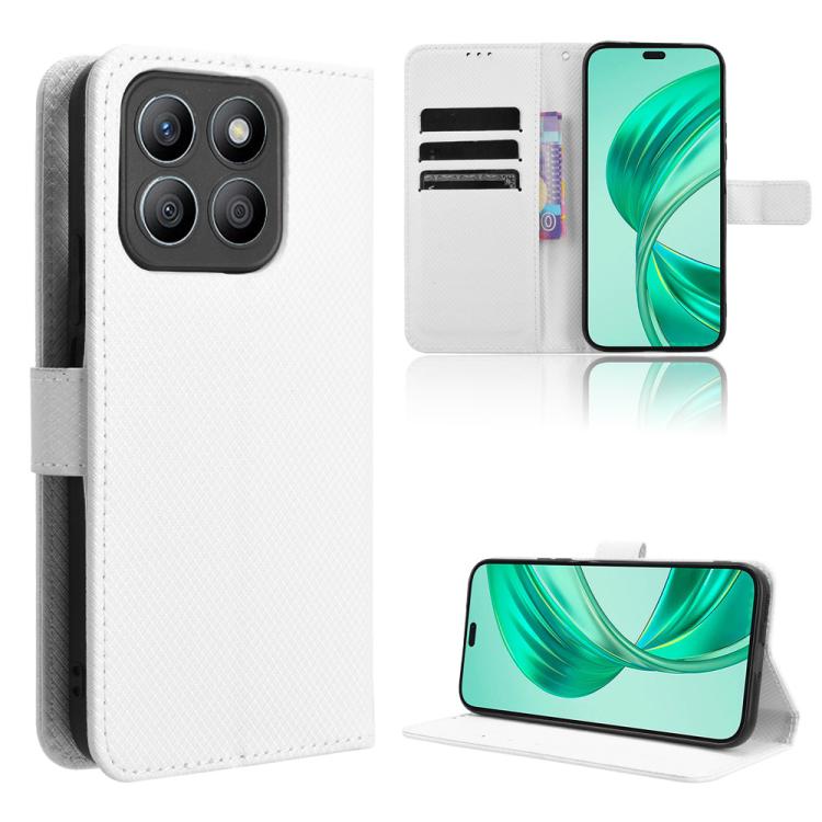 

For Honor X8c 4G Diamond Texture Leather Phone Case(White)