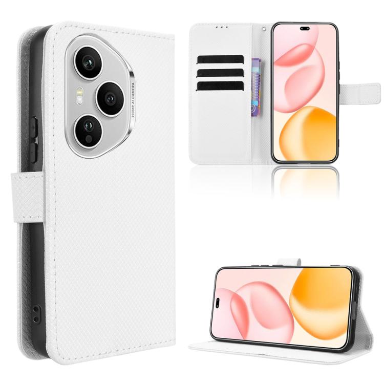 

For Honor 400 Pro Global 160.8mm Diamond Texture Leather Phone Case(White)