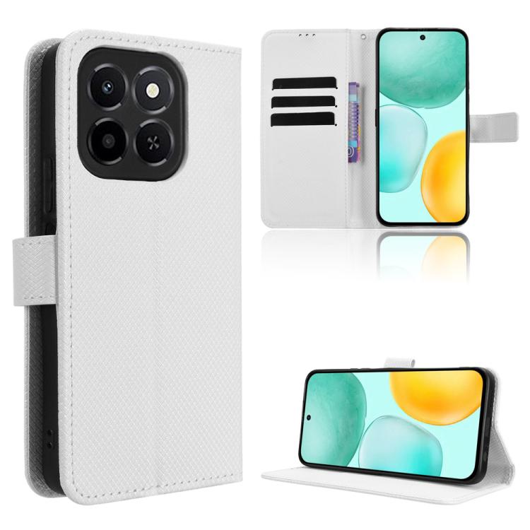 

For Honor X6c 4G Diamond Texture Leather Phone Case(White)