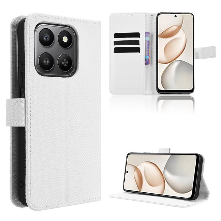 

For Honor 400 Smart 5G Diamond Texture Leather Phone Case(White)