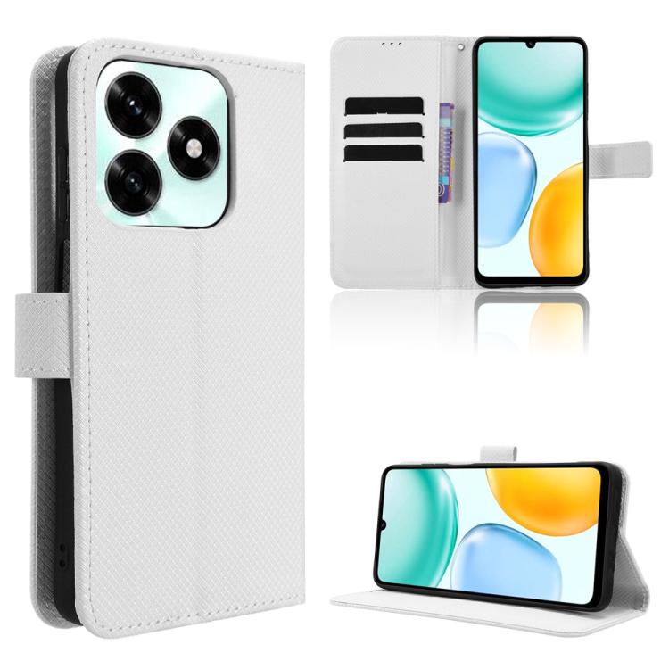 

For Honor X5c Plus 4G Diamond Texture Leather Phone Case(White)