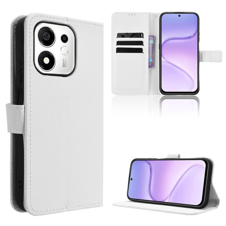 For Honor 600 Smart 5G Diamond Texture Leather Phone Case(White)