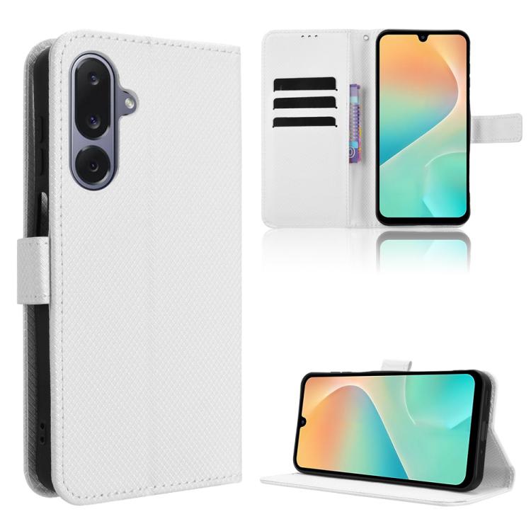 

For Samsung Galaxy M36 5G Diamond Texture Leather Phone Case(White)