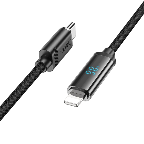 

hoco U127 1.2m Type-C to 8 Pin PD27W Fast Charging Data Cable with Visible Power Level(Black)