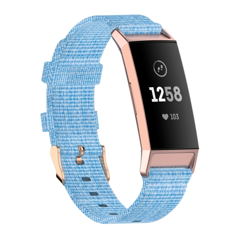 

For Fitbit Charge 4 / Charge 3 / Charge3 SE Braided Nylon Watch Band Plastic Head, Size: Free Size(Light Blue)