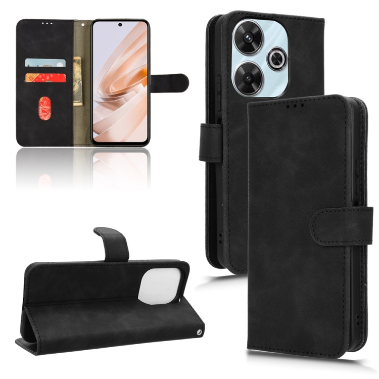 

For Xiaomi Redmi 13 4G Skin Feel Magnetic Flip Leather Phone Case(Black)