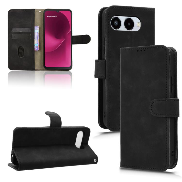 

For T-Mobile Revvl 8 5G Skin Feel Magnetic Flip Leather Phone Case(Black)