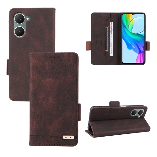 

For vivo Y18 / Y03 Magnetic Clasp Leather Phone Case(Brown)