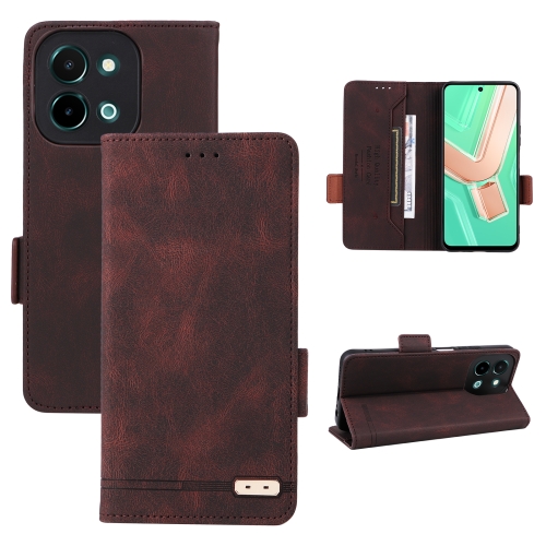 

For vivo Y28 4G Magnetic Clasp Leather Phone Case(Brown)