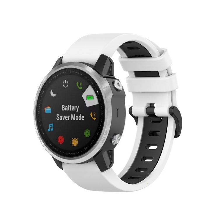 Para Garmin Fenix 6 Band de reloj de silicona de dos colores (negro blanco)