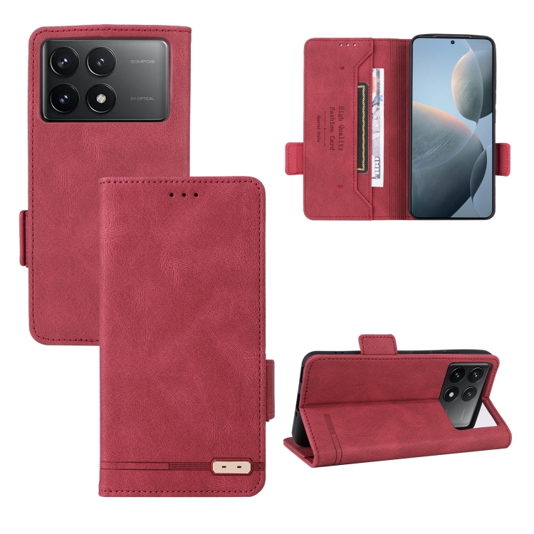 

For Redmi K70 / K70 Pro Magnetic Clasp Leather Phone Case(Red)