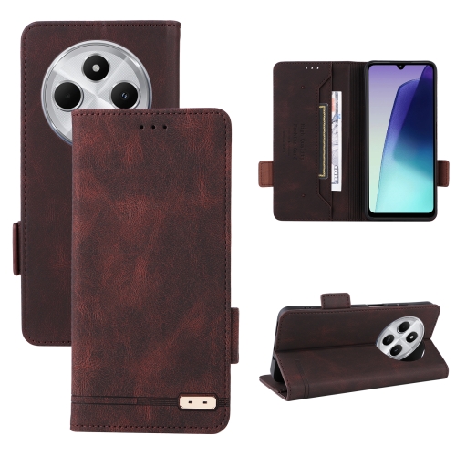 

For Redmi 14C Magnetic Clasp Leather Phone Case(Brown)