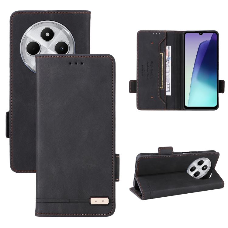 

For Redmi 14C Magnetic Clasp Leather Phone Case(Black)