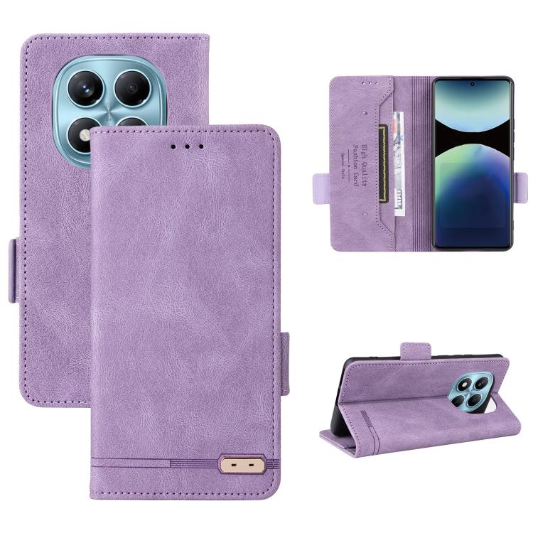 

For Redmi Note 14 Pro 4G Magnetic Clasp Leather Phone Case(Purple)