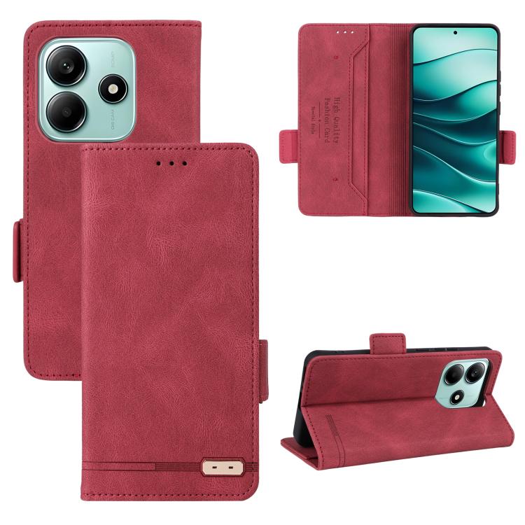 

For Xiaomi Poco M7 Pro 5G / Redmi Note 14 5G Magnetic Clasp Leather Phone Case(Red)
