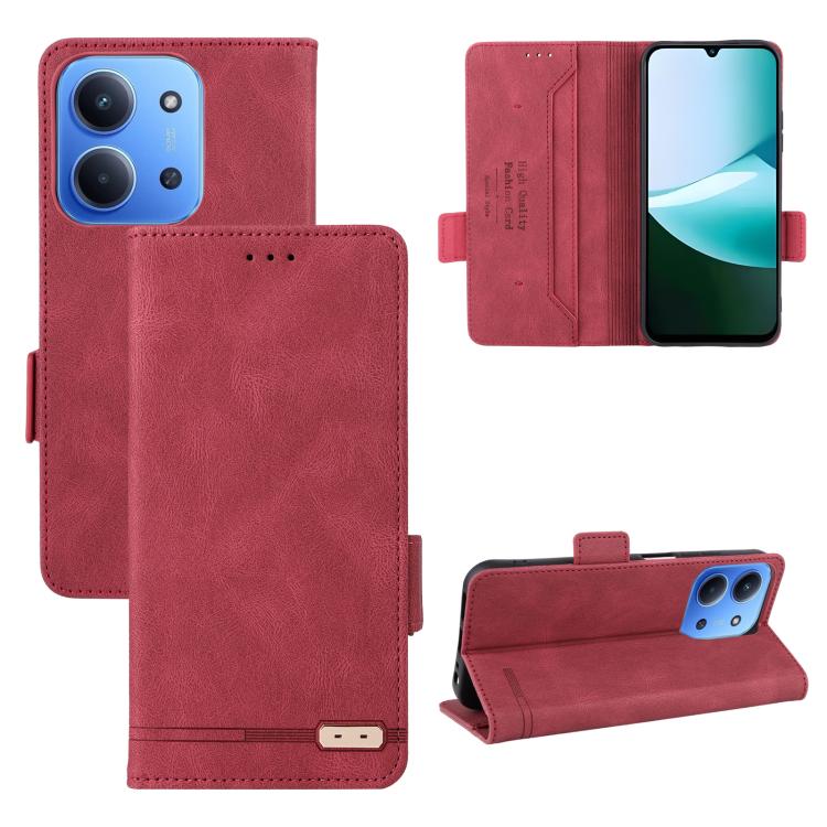 

For Redmi 15C 5G / 4G Global 171mm / Poco C85 4G Magnetic Clasp Leather Phone Case(Red)