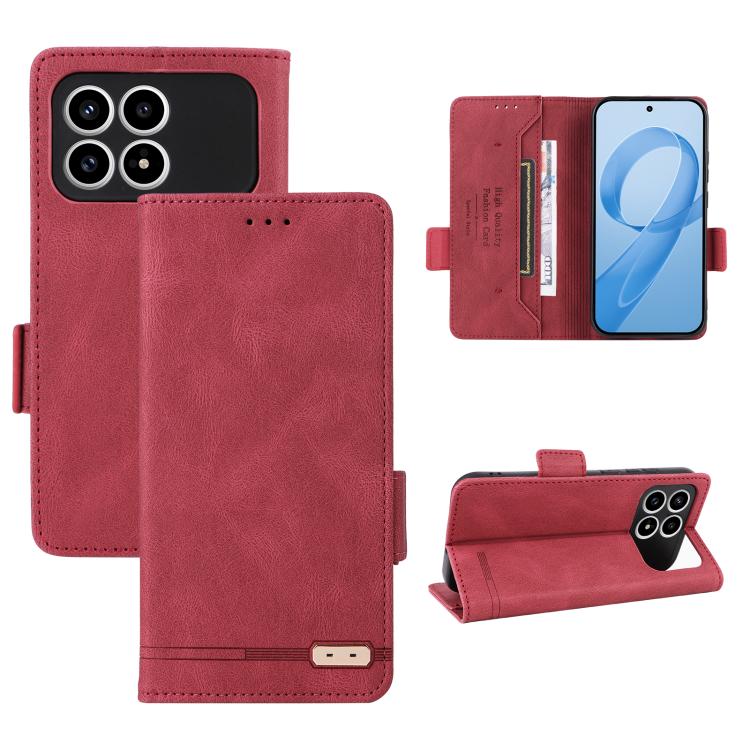 

For Redmi K90 5G / Poco F8 Pro Magnetic Clasp Leather Phone Case(Red)