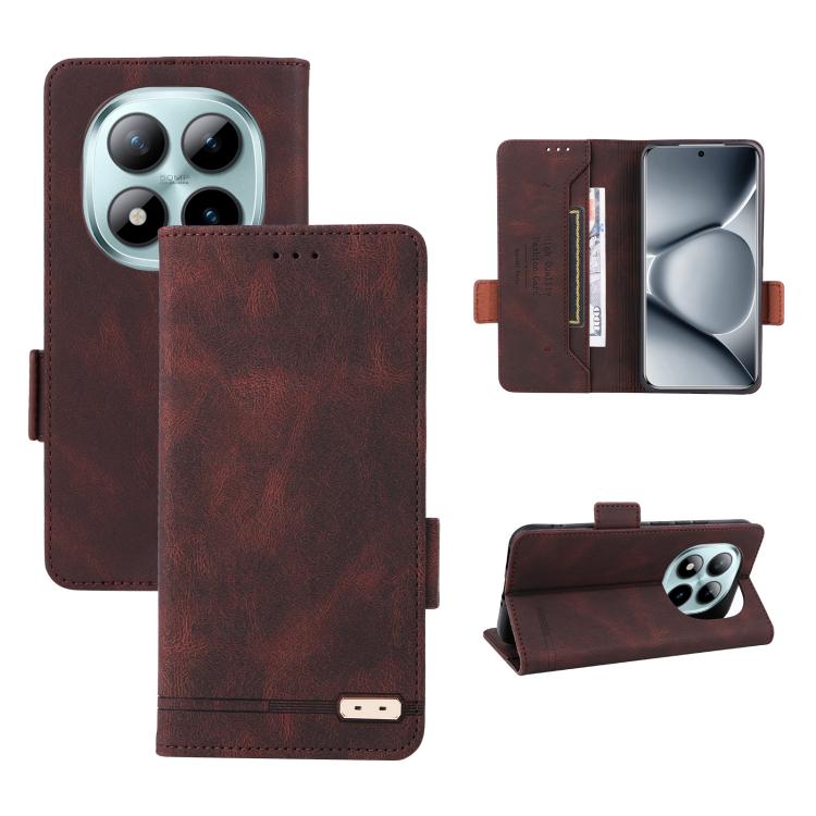For Redmi Note 15 Pro+ 5G 163.3mm / Poco M8 Pro 5G Magnetic Clasp Leather Phone Case(Brown)