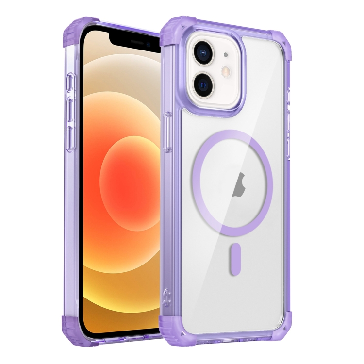 

For iPhone 12 Transparent MagSafe Magnetic Phone Case(Purple)