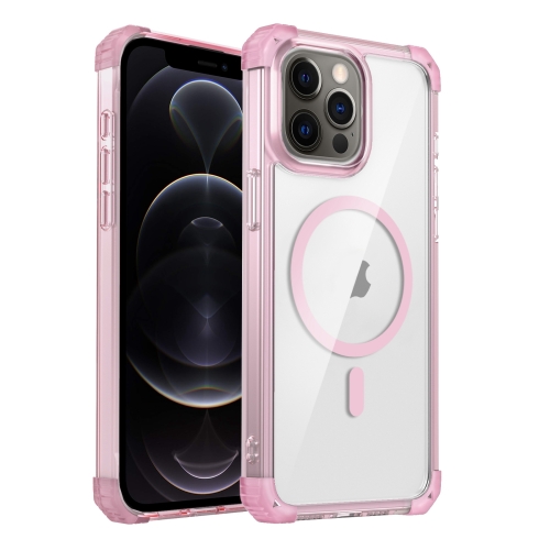 

For iPhone 12 Pro Transparent MagSafe Magnetic Phone Case(Pink)