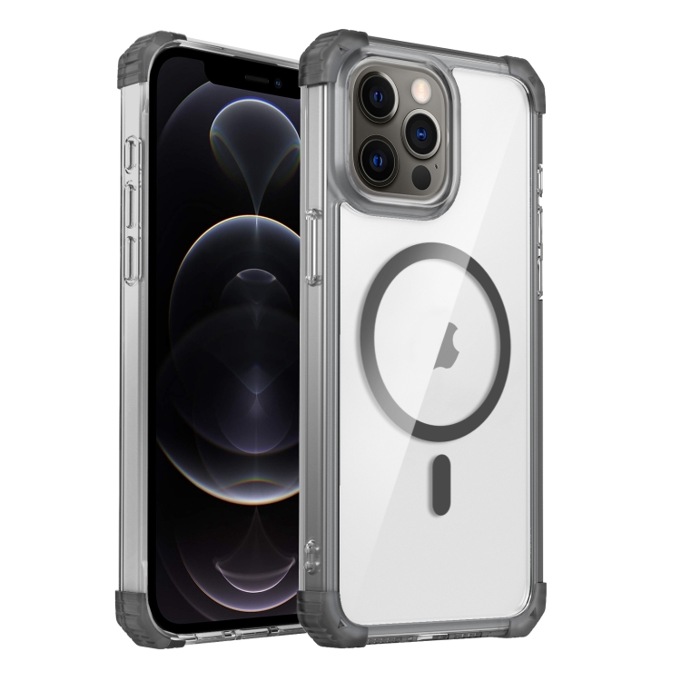 

For iPhone 12 Pro Transparent MagSafe Magnetic Phone Case(Black)