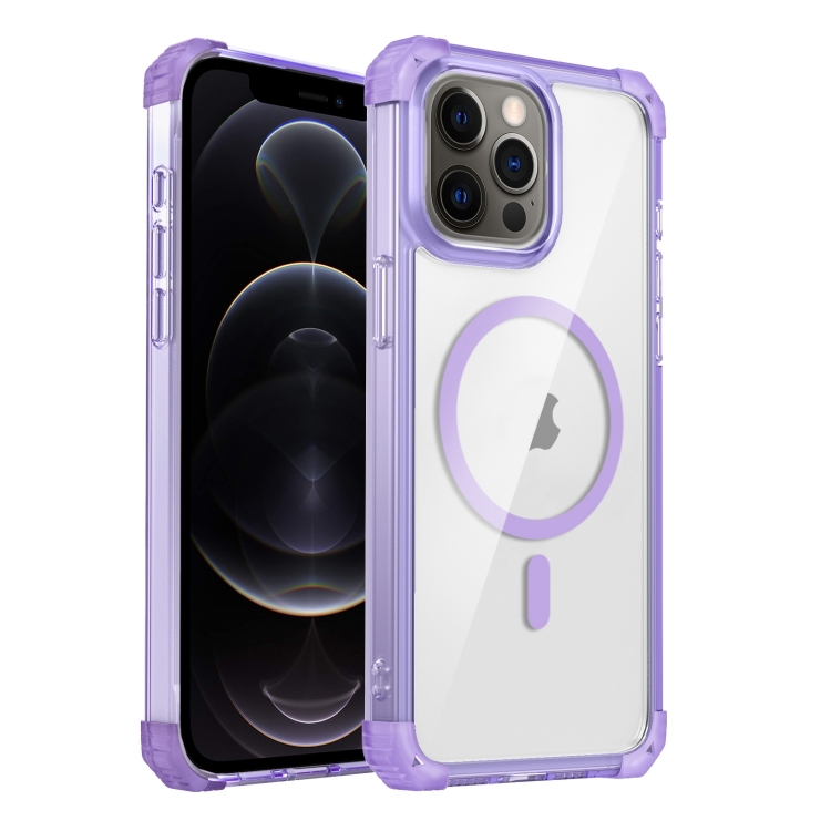 

For iPhone 12 Pro Transparent MagSafe Magnetic Phone Case(Purple)