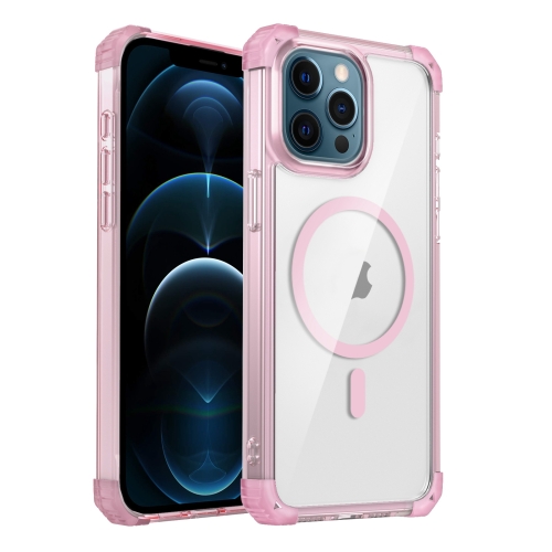 

For iPhone 12 Pro Max Transparent MagSafe Magnetic Phone Case(Pink)