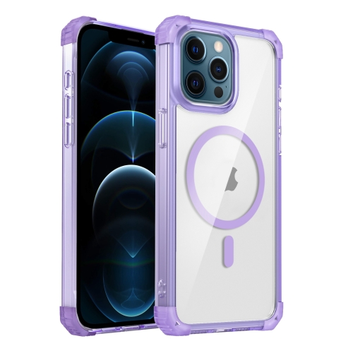 

For iPhone 12 Pro Max Transparent MagSafe Magnetic Phone Case(Purple)