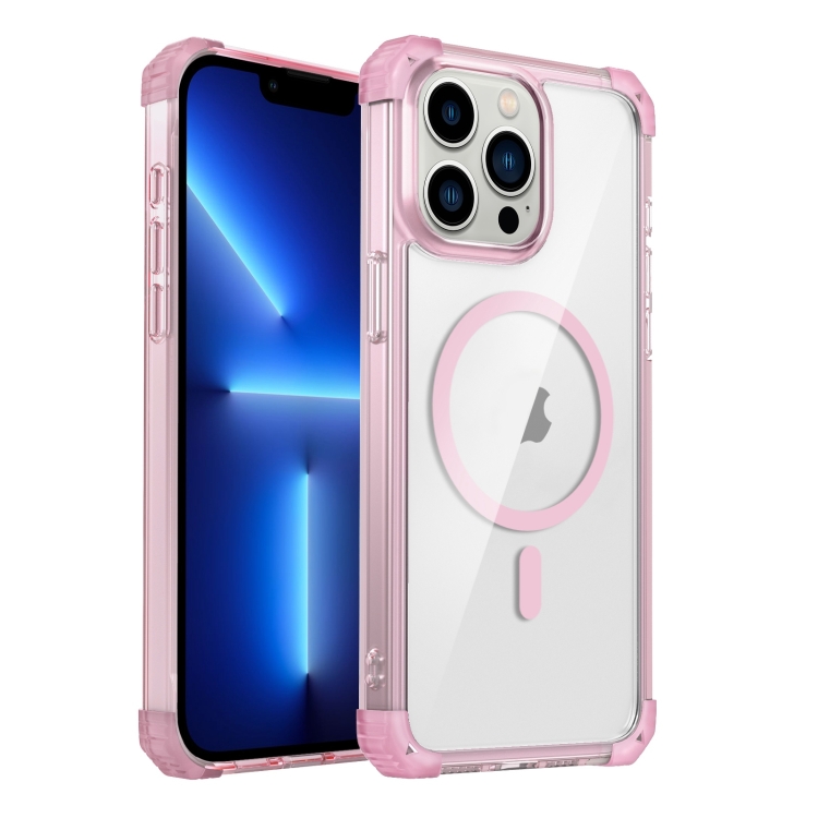 

For iPhone 13 Pro Transparent MagSafe Magnetic Phone Case(Pink)