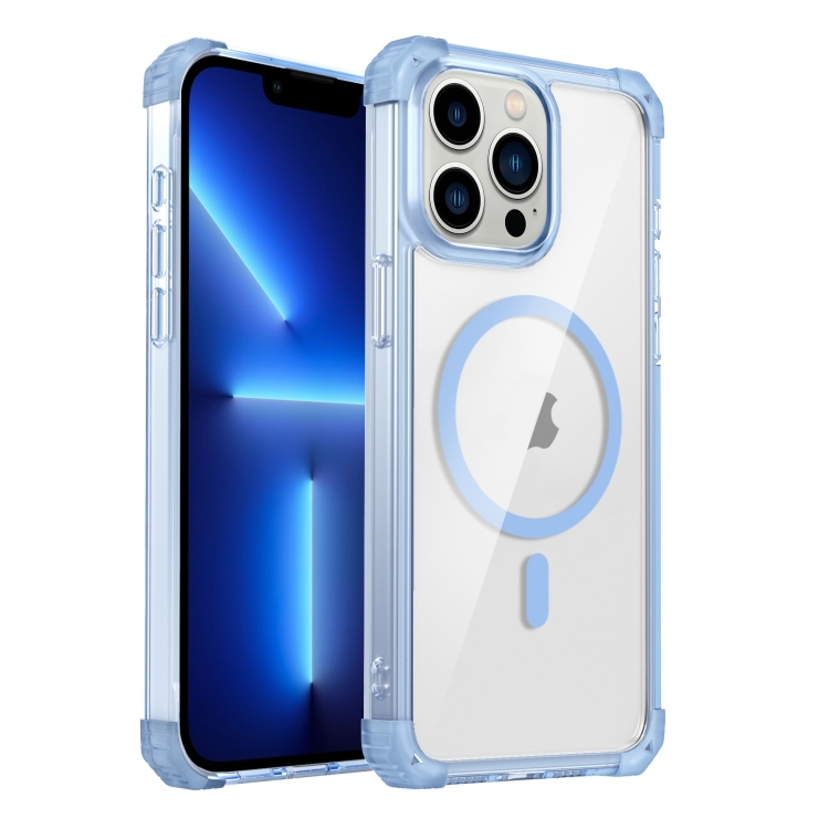 

For iPhone 13 Pro Transparent MagSafe Magnetic Phone Case(Blue)