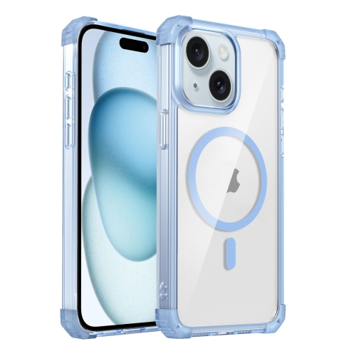 

For iPhone 15 Plus Transparent MagSafe Magnetic Phone Case(Blue)