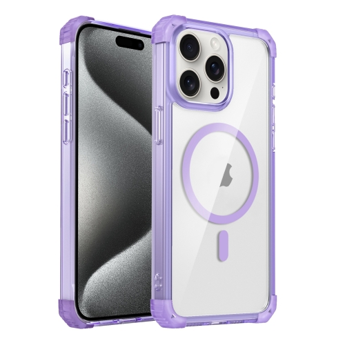 

For iPhone 15 Pro Transparent MagSafe Magnetic Phone Case(Purple)