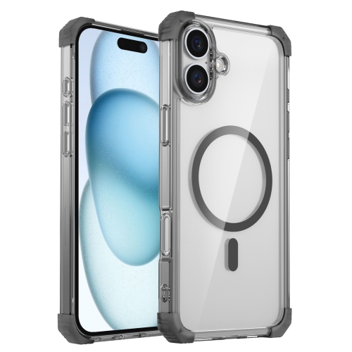 

For iPhone 16 Transparent MagSafe Magnetic Phone Case(Black)