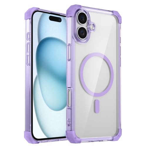 

For iPhone 16 Plus Transparent MagSafe Magnetic Phone Case(Purple)