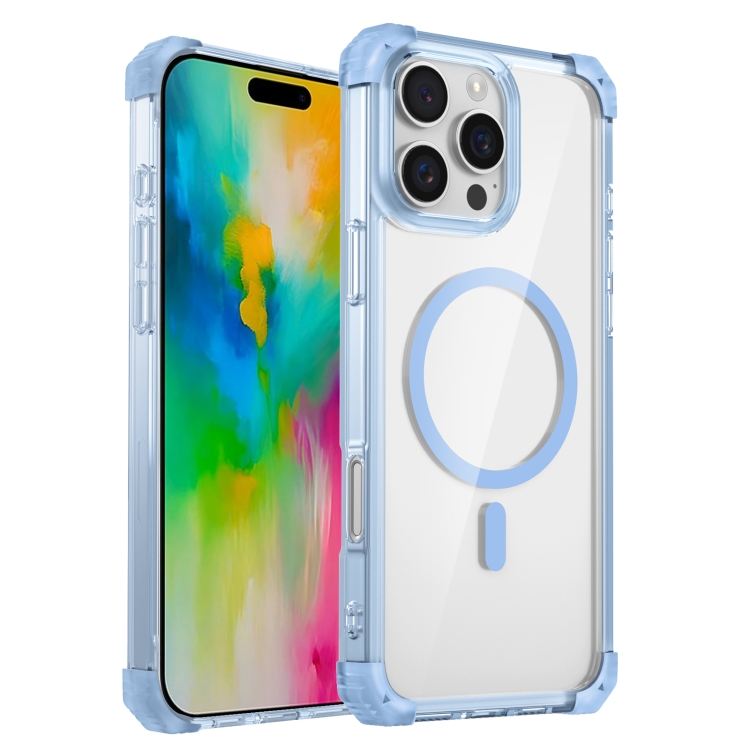 

For iPhone 16 Pro Transparent MagSafe Magnetic Phone Case(Blue)
