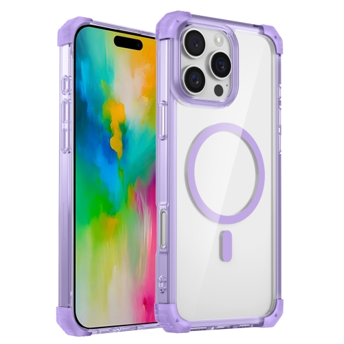 

For iPhone 16 Pro Transparent MagSafe Magnetic Phone Case(Purple)
