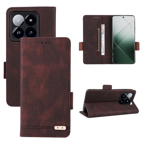 

For Xiaomi 14T Pro Magnetic Clasp Leather Phone Case(Brown)