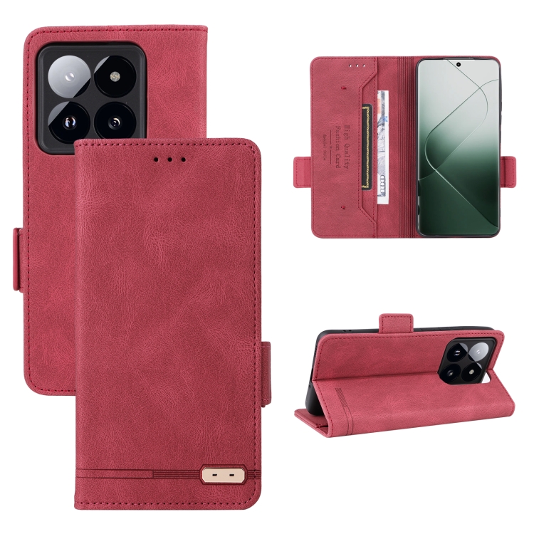 

For Xiaomi 14T Pro Magnetic Clasp Leather Phone Case(Red)