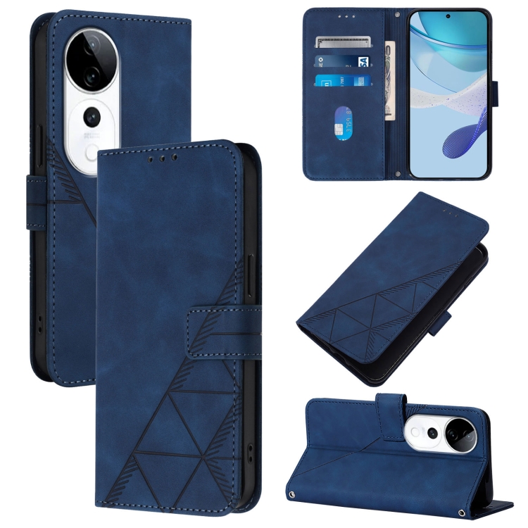 

For vivo S19 Pro Crossbody 3D Embossed Flip Leather Phone Case(Blue)