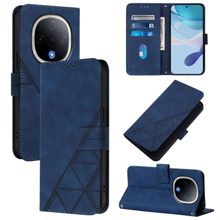

For vivo Y300 Crossbody 3D Embossed Flip Leather Phone Case(Blue)