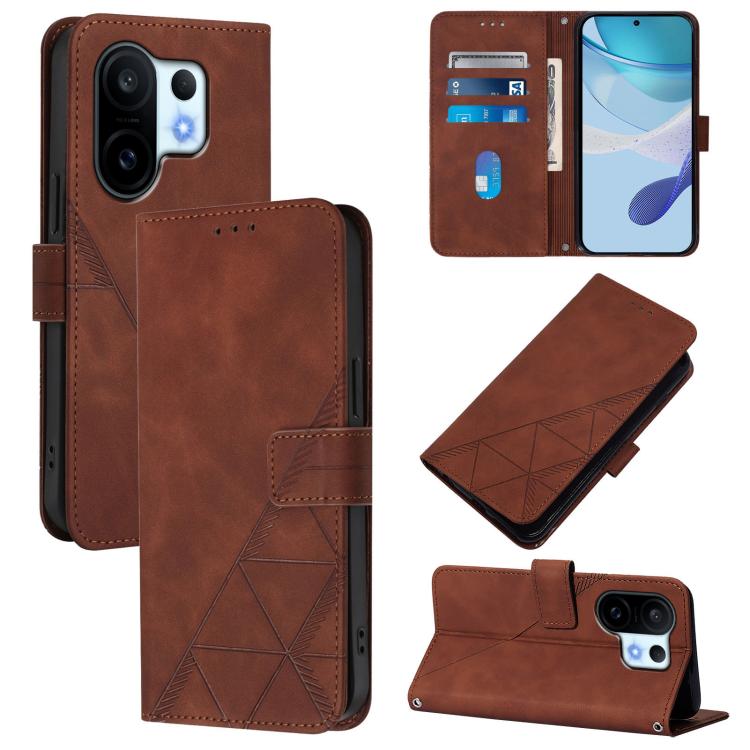 

For vivo S30 Pro mini Crossbody 3D Embossed Flip Leather Phone Case(Brown)