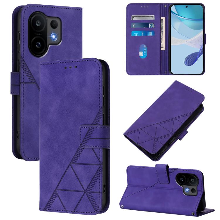 

For vivo S30 Crossbody 3D Embossed Flip Leather Phone Case(Purple)