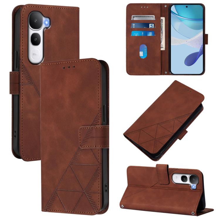 

For vivo Y400 4G Crossbody 3D Embossed Flip Leather Phone Case(Brown)