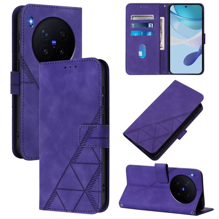

For vivo X300 Crossbody 3D Embossed Flip Leather Phone Case(Purple)