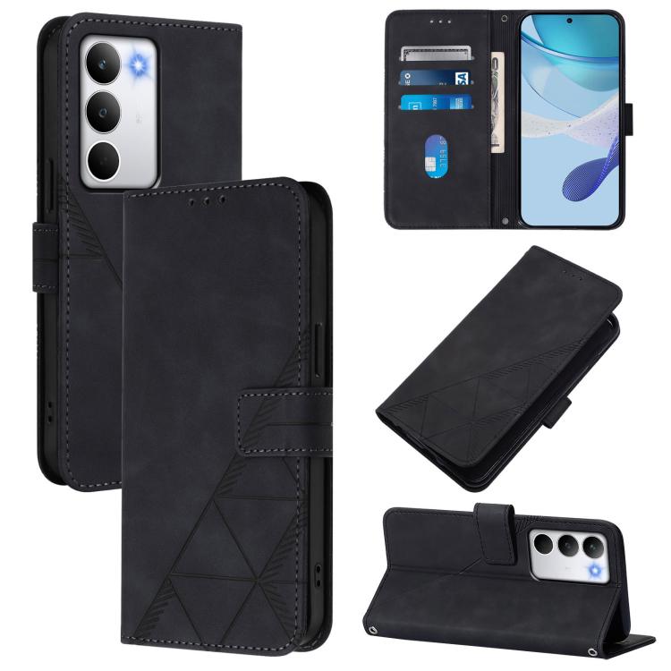 

For Realme C71 4G Global Crossbody 3D Embossed Flip Leather Phone Case(Black)