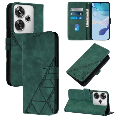 

For Xiaomi Poco F6 Crossbody 3D Embossed Flip Leather Phone Case(Green)