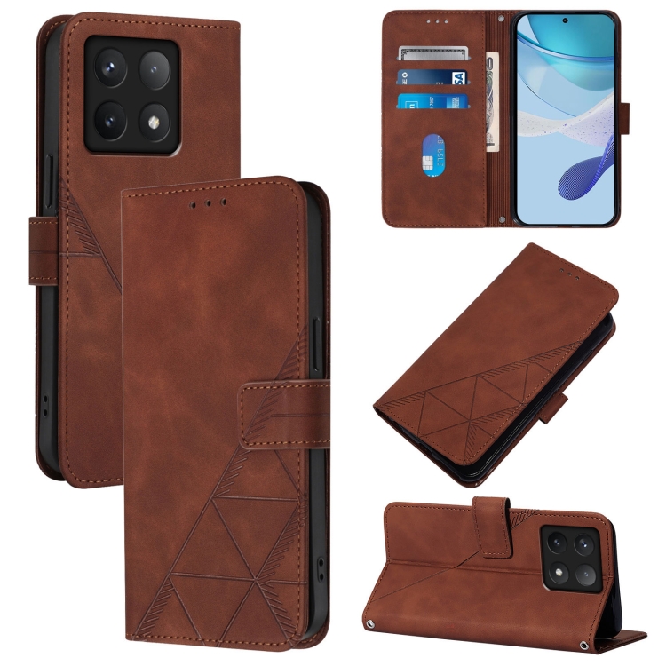 

For Xiaomi 14T Pro Crossbody 3D Embossed Flip Leather Phone Case(Brown)