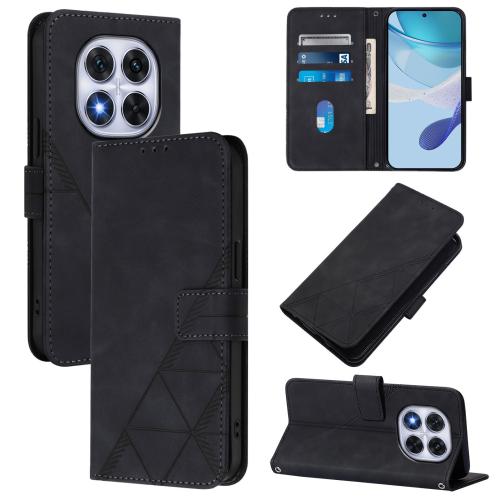 

For Xiaomi Poco X7 Crossbody 3D Embossed Flip Leather Phone Case(Black)